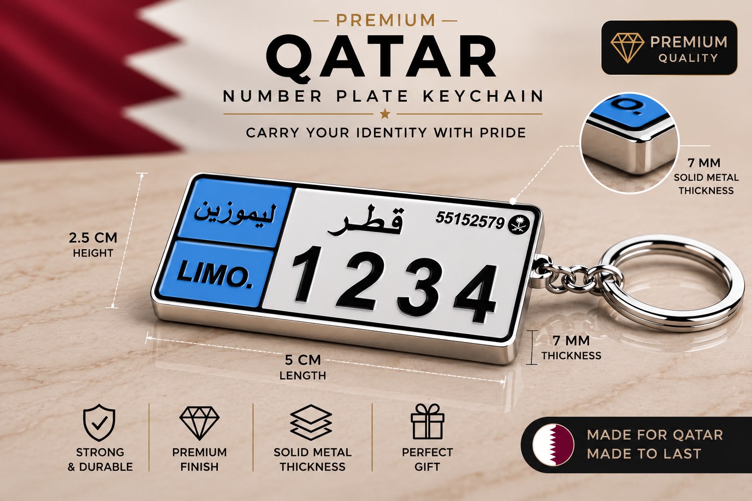 limousine Car Number Plate Keychain - Image 2