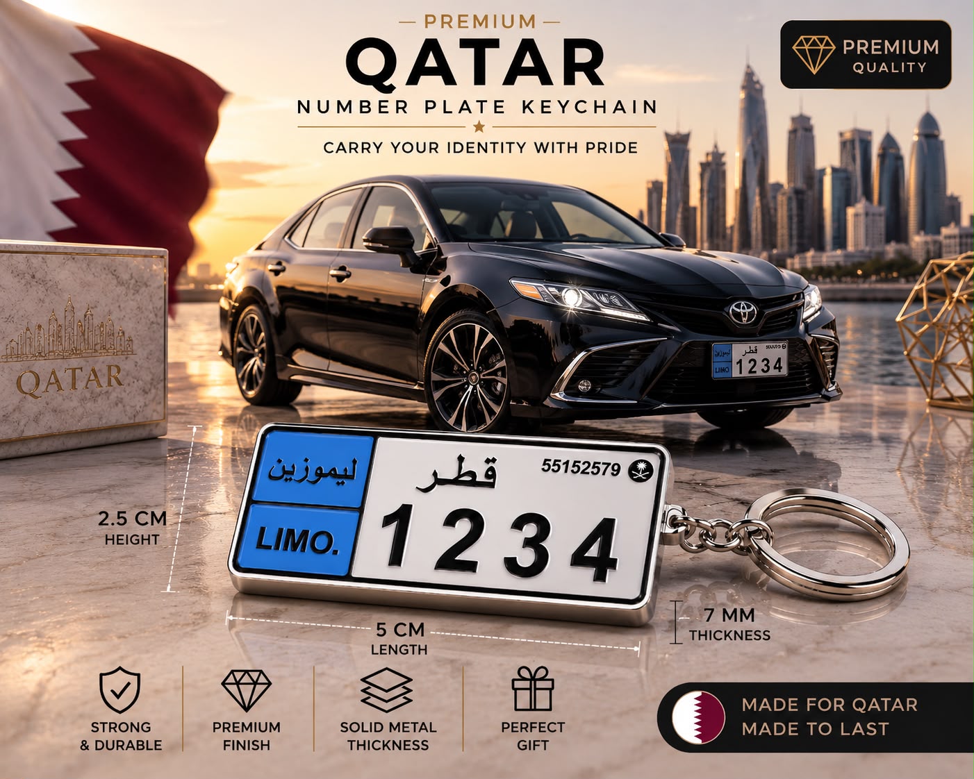 limousine Car Number Plate Keychain